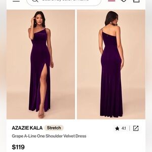 Azazie Purple Asymmetrical One Shoulder Gown - bridesmaid dress
